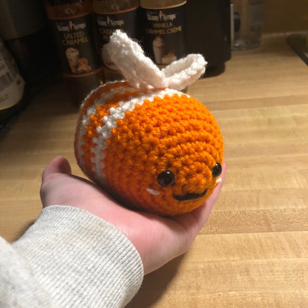 Orange creamsicle crochet bee